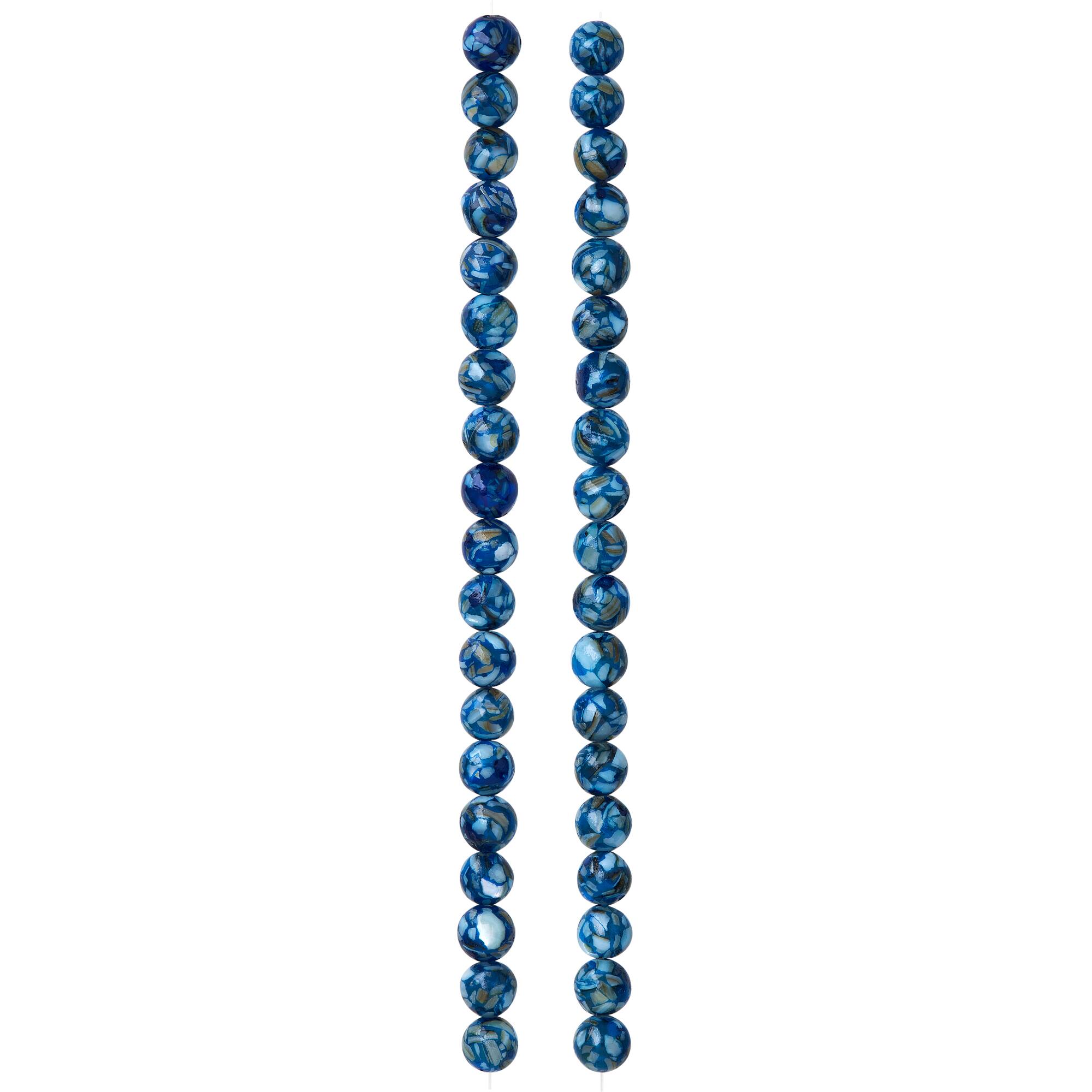 12 Pack: Blue Reconstituted Shell Round Beads, 6mm by Bead Landing™